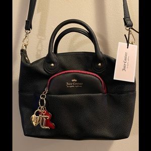 Juicy Couture ~ Charm School Satchel Double Handed Black Pocketbook